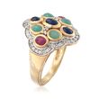 2.40 ct. t.w. Multi-Stone and .53 ct. t.w. Diamond Ring in 18kt Gold Over Sterling