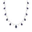 4-5mm Cultured Pearl and 40.00 ct. t.w. Sapphire Bead Necklace in Sterling Silver