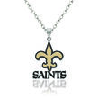 Sterling Silver NFL New Orleans Saints Enamel Pendant Necklace. 18&quot;