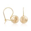 9mm 14kt Yellow Gold Diamond-Cut and Polished Ball Drop Earrings