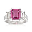 3.70 Carat Pink Sapphire and .92 ct. t.w. Diamond Ring in 18kt White Gold