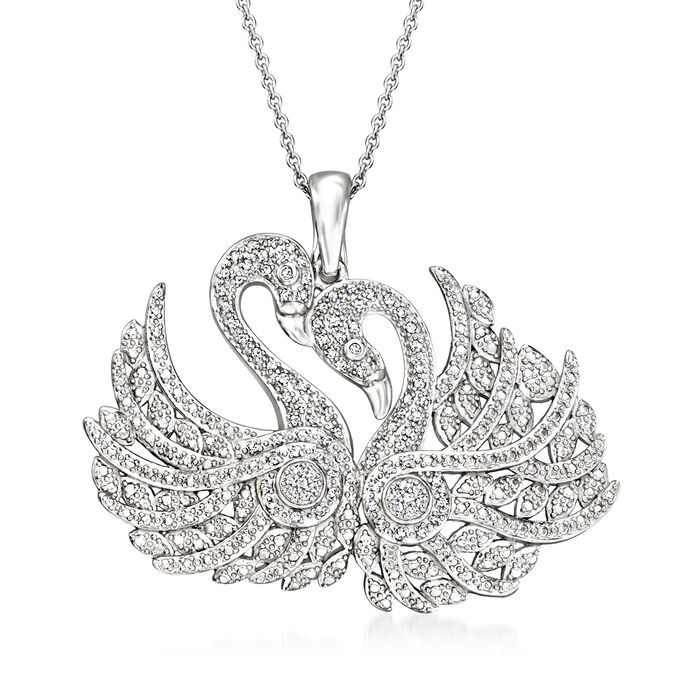 .25 ct. t.w. Diamond Swan Pendant Necklace in Sterling Silver