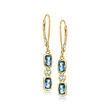 1.40 ct. t.w. Sky and London Blue Topaz Drop Earrings in 14kt Yellow Gold