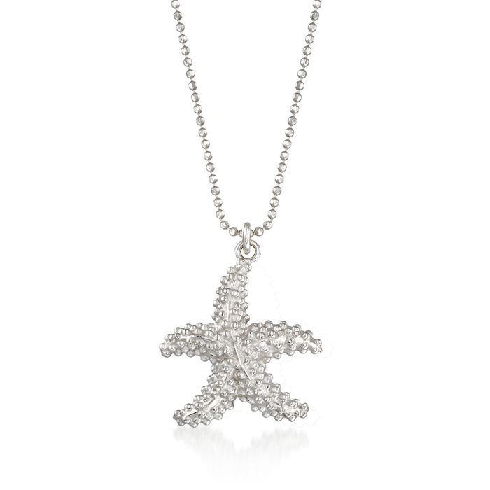Italian Sterling Silver Beaded Starfish Necklace