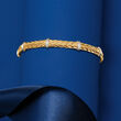 14kt Two-Tone Gold Wheat Link and Bar Station Bracelet