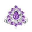 1.90 ct. t.w. Amethyst Ring with 1.30 ct. t.w. White Zircon in Sterling Silver