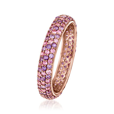 .60 ct. t.w. Amethyst and .60 ct. t.w. Pink Sapphire Eternity Band in 18kt Rose Gold Over Sterling