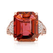 11.00 Carat Pink Tourmaline Ring with .22 ct. t.w. Diamonds in 18kt Rose Gold