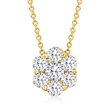 1.00 ct. t.w. Diamond Cluster Pendant Necklace in 14kt Yellow Gold