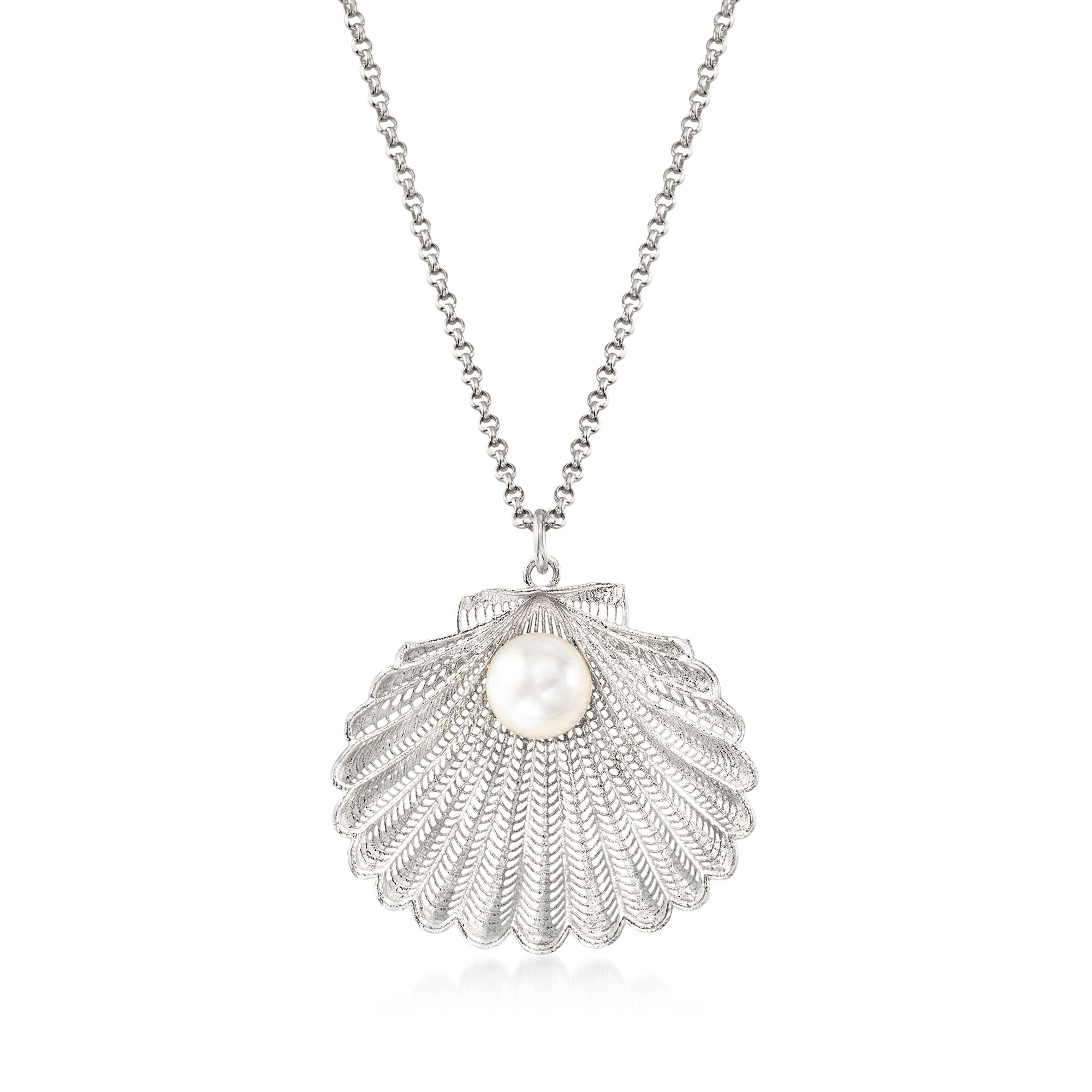 seashell jewelry Shell pendant with white pearl