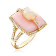 17x15mm Pink Opal, 6x8mm White Opal and .59 ct. t.w. Diamond Ring in 14kt Yellow Gold