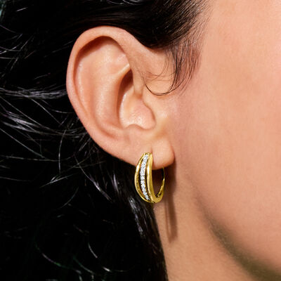 .25 ct. t.w. Diamond Three-Row Hoop Earrings in 18kt Gold Over Sterling