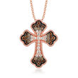 Le Vian &quot;Ombre&quot; .55 ct. t.w. Chocolate Ombre Diamond Cross Pendant Necklace in 14kt Strawberry Gold