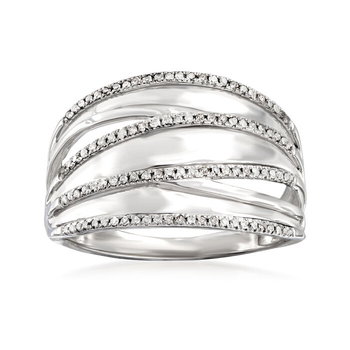 .20 ct. t.w. Pave Diamond Highway Ring in Sterling Silver