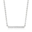 Diamond-Accented Bar Necklace in Sterling Silver
