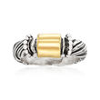 Sterling Silver and 14kt Yellow Gold Roped Ring