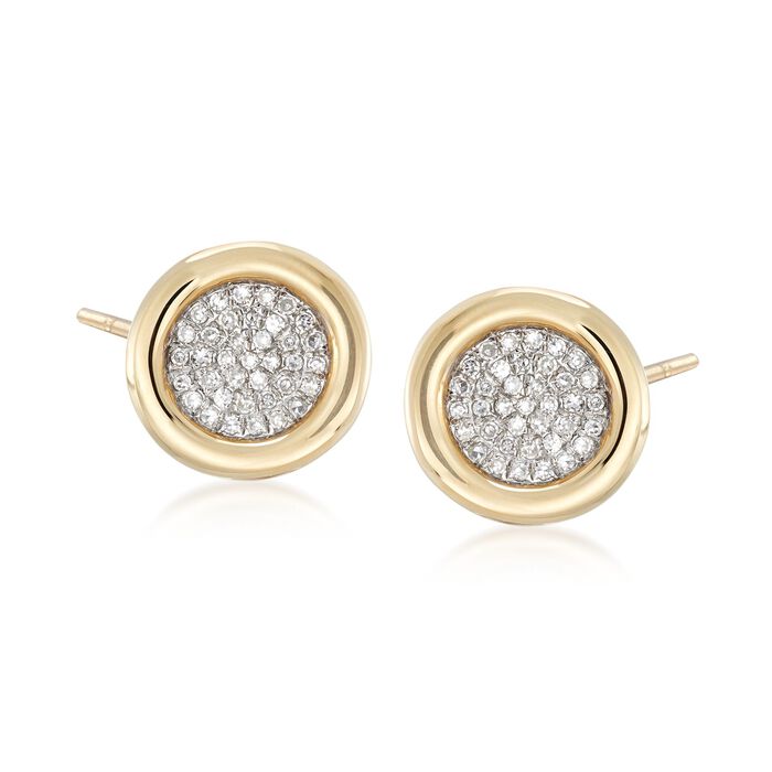.21 ct. t.w. Bezel-Set Pave Diamond Earrings in 14kt Yellow Gold