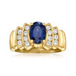 C. 1990 Vintage 1.70 Carat Sapphire Ring with .50 ct. t.w. Diamonds in 18kt Yellow Gold