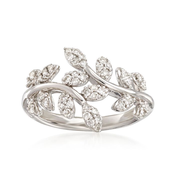 .33 ct. t.w. Diamond Laurel Leaf Bypass Ring in Sterling Silver