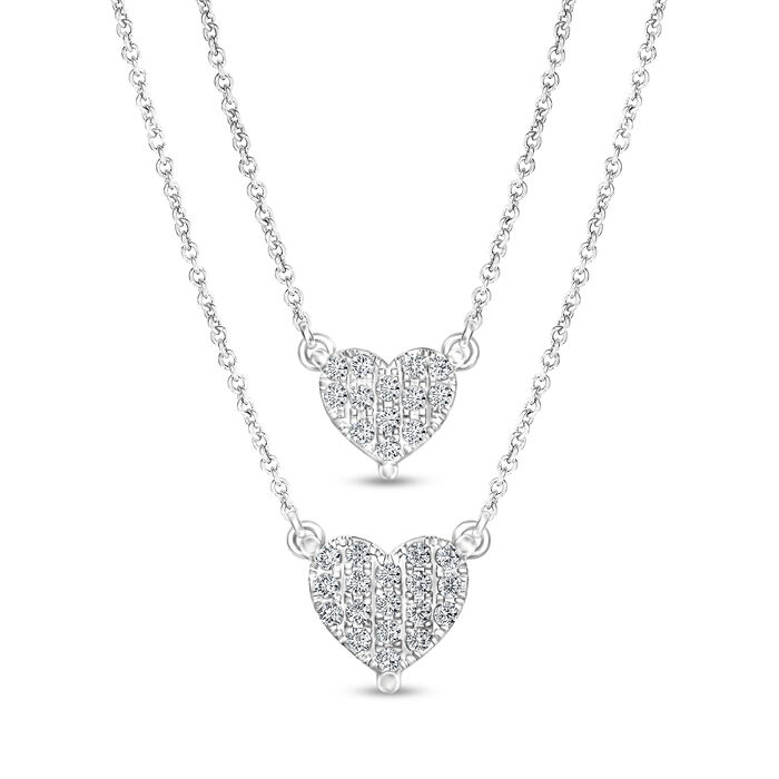.12 ct. t.w. Diamond Double-Heart Layered Necklace in Sterling Silver
