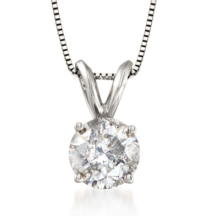 1.25 Carat Diamond Solitaire Necklace in 14kt White Gold