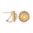 2.50 ct. t.w. Citrine and .82 ct. t.w. Brown and White Diamond Earrings in 14kt Yellow Gold 