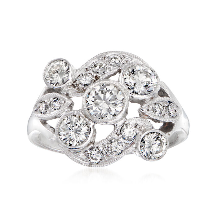 C. 1960 Vintage 1.35 ct. t.w. Diamond Cocktail Ring in 14kt White Gold