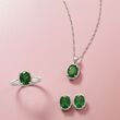 3.50 ct. t.w. Chrome Diopside Stud Earrings With Diamonds in 14kt White Gold