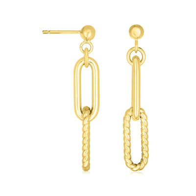 Phillip Gavriel &quot;Italian Cable&quot; 14kt Yellow Gold Paper Clip Link Drop Earrings