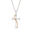 14kt Two-Tone Gold Cross Pendant Necklace with Diamond Accent