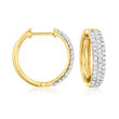 .50 ct. t.w. Pave Diamond Hoop Earrings in 18kt Gold Over Sterling