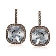Swarovski Crystal &quot;Latitude&quot; Black Crystal Frame Drop Earrings in Rose Gold Plate