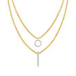 ALOR Yellow Stainless Steel Two-Strand Necklace with .18 ct. t.w. Diamonds in 18kt White Gold