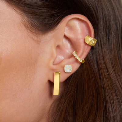 Italian 14kt Yellow Gold Linear Bar Drop Earrings