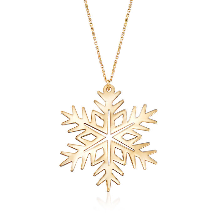 14kt Yellow Gold Large Snowflake Drop Necklace