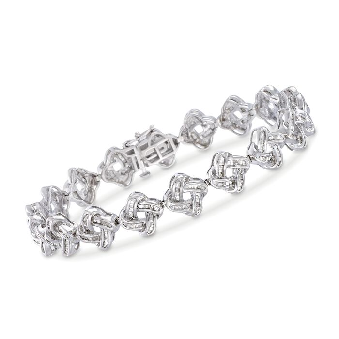 2.00 ct. t.w. Baguette Diamond Knot Bracelet in Sterling Silver