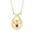 Personalized Birthstone Teardrop Couple's Pendant Necklace in 14kt Gold