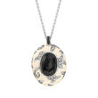 C. 1990 Vintage Nouvelle Bague Black Onyx and 1.05 ct. t.w. Diamond Pendant Necklace in 18kt White Gold 