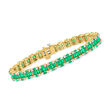 7.50 ct. t.w. Emerald and 1.50 ct. t.w. Diamond Tennis Bracelet in 14kt Yellow Gold