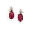 1.10 ct. t.w. Ruby Earrings with Diamond Accents in 14kt White Gold