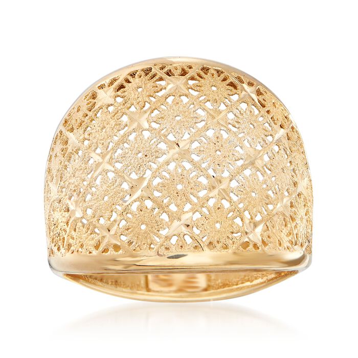 Italian 18kt Yellow Gold Openwork Floral Ring