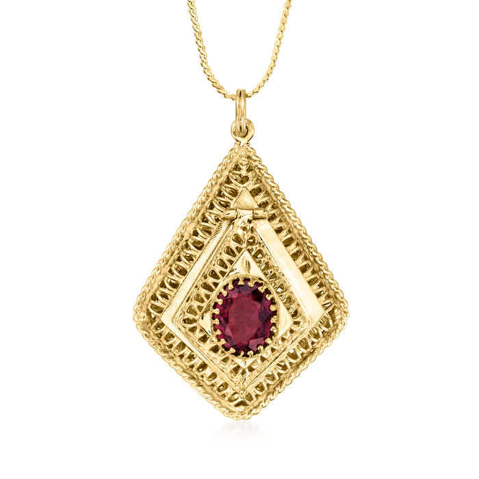 C. 1970 Vintage 2.10 Carat Pink Tourmaline Pendant Necklace in 14kt Yellow Gold