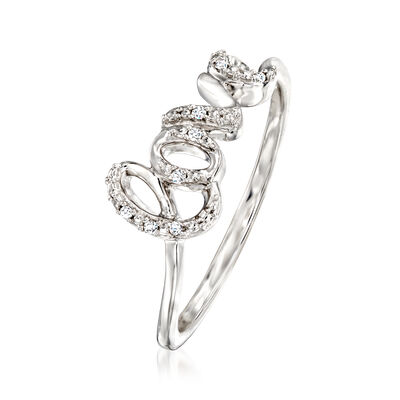 Diamond-Accented &quot;Love&quot; Ring in Sterling Silver