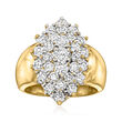 C. 1980 Vintage 3.20 ct. t.w. Diamond Cluster Ring in 18kt Yellow Gold