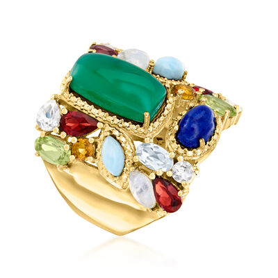 7.20 ct. t.w. Multi-Gemstone Ring in 18kt Gold Over Sterling