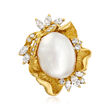C. 1980 Vintage Cultured Baroque Pearl and .91 ct. t.w. Diamond Cocktail Ring in 18kt Yellow Gold