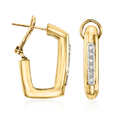 C. 1980 Vintage .25 ct. t.w. Diamond Squared Hoop Earrings in 18kt Yellow Gold