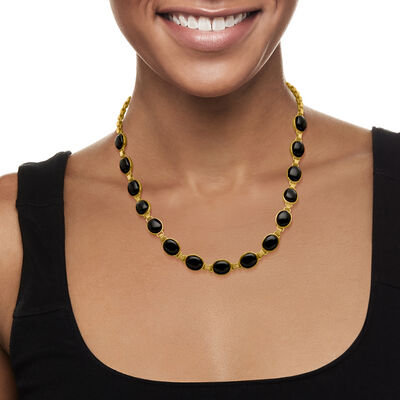 Onyx Necklace in 18kt Gold Over Sterling