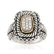 Andrea Candela .18 ct. t.w. Pave Diamond Ring with 18kt Yellow Gold in Sterling Silver