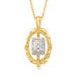 C. 1970 Vintage .85 ct. t.w. Diamond Pendant Necklace in 14kt Two-Tone Gold